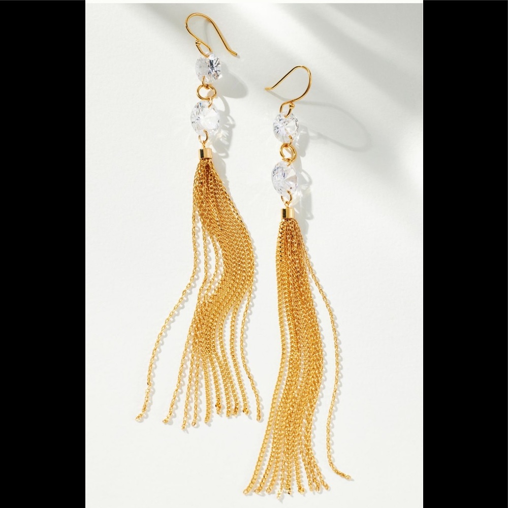 NWT Anthropologie Crystal Gold Earring!